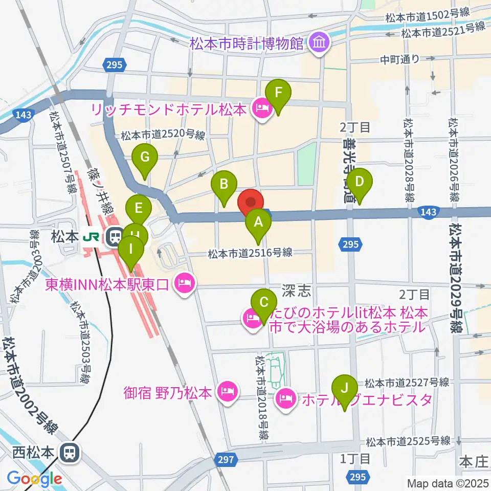 桐朋 子供のための音楽教室 松本教室周辺のコンビニエンスストア一覧地図