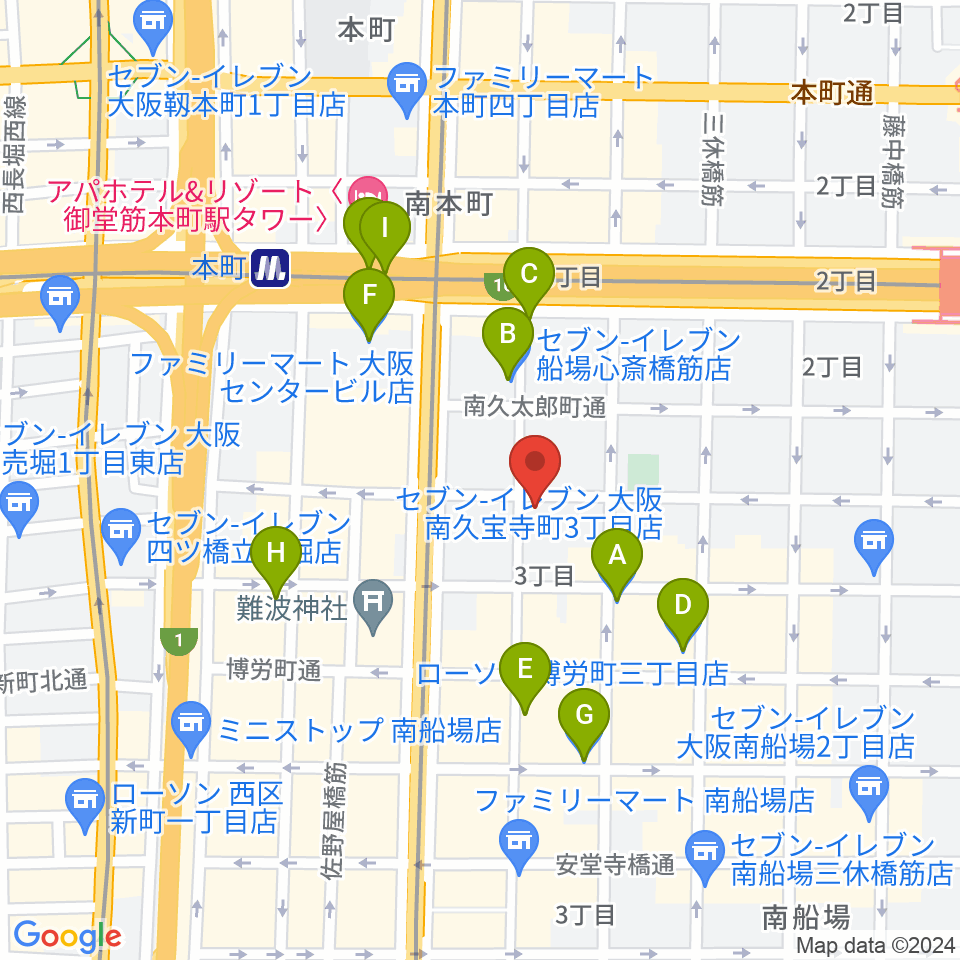 桐朋 子供のための音楽教室 大阪教室周辺のコンビニエンスストア一覧地図