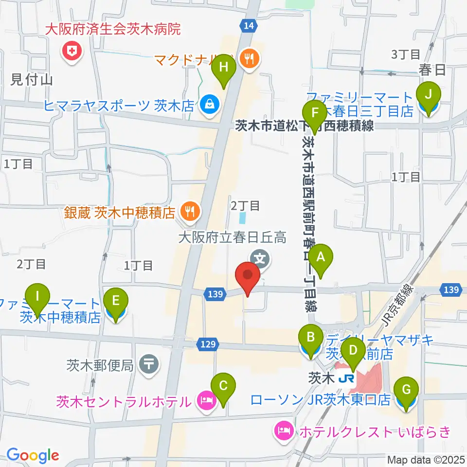 桐朋 子供のための音楽教室 茨木教室周辺のコンビニエンスストア一覧地図
