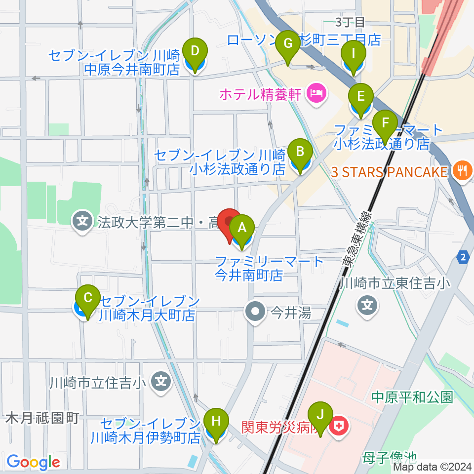 シャコンヌ音楽教室周辺のコンビニエンスストア一覧地図