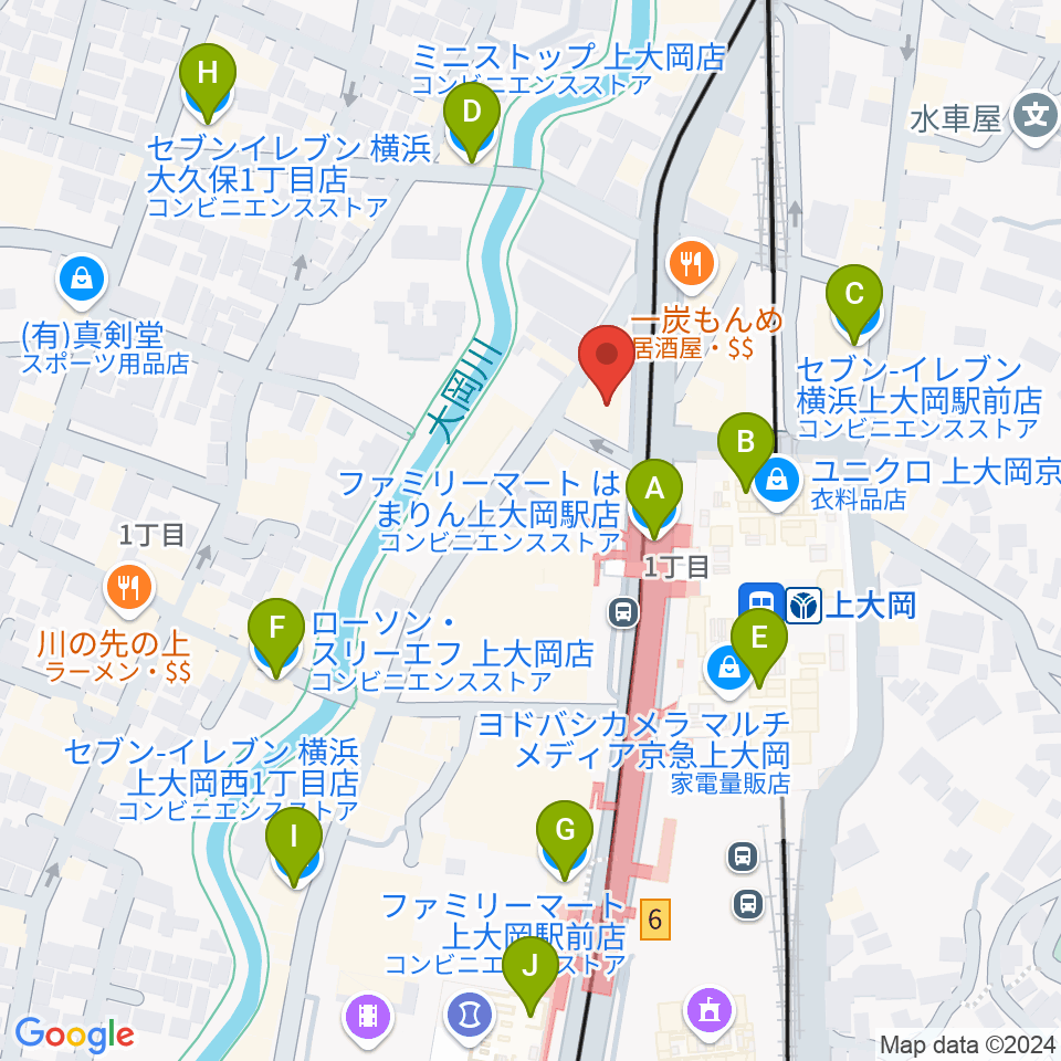 フレンド楽器 ソナーレ上大岡周辺のコンビニエンスストア一覧地図