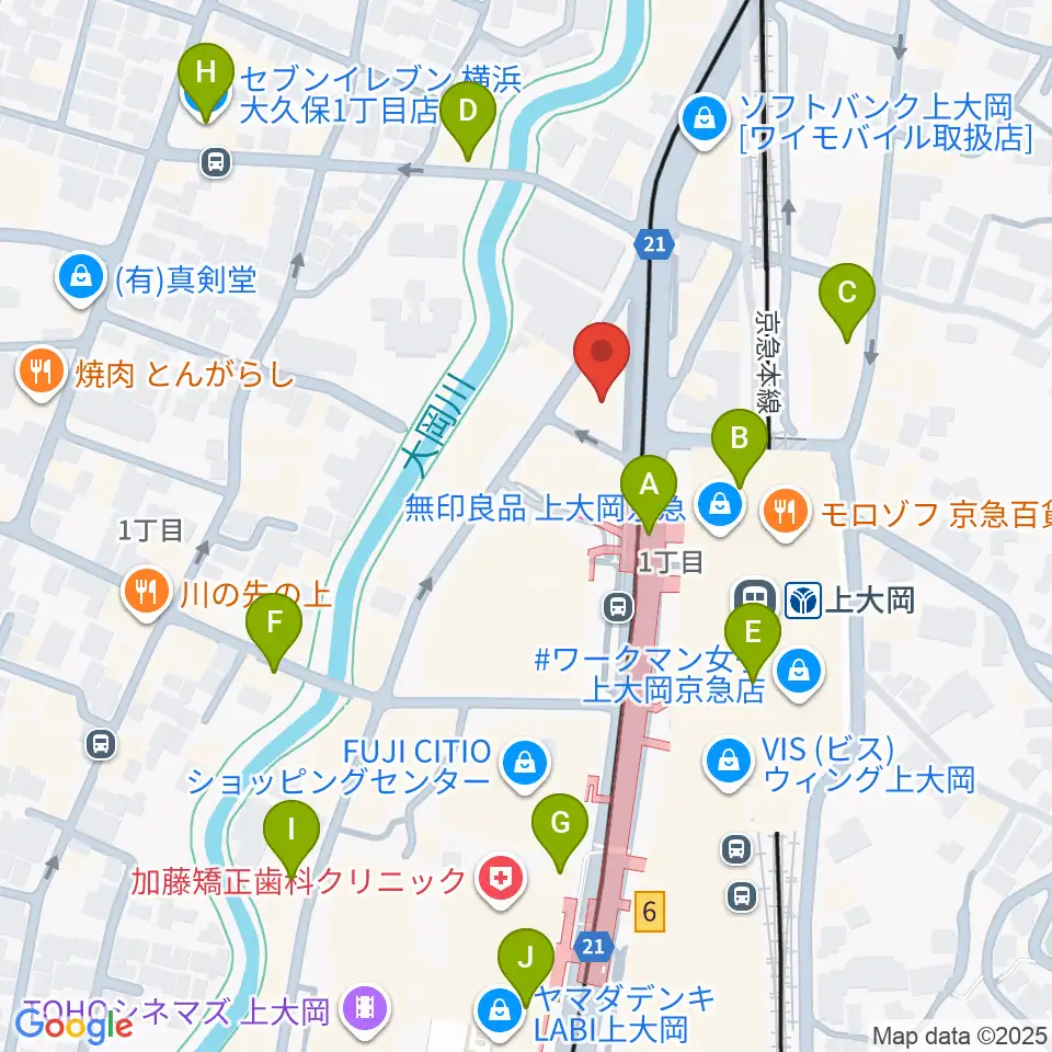 フレンド楽器 ソナーレ上大岡周辺のコンビニエンスストア一覧地図