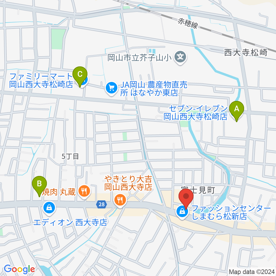 株式会社こだま楽器周辺のコンビニエンスストア一覧地図