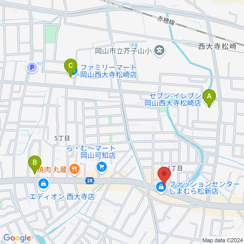 こだま楽器音楽教室周辺のコンビニエンスストア一覧地図