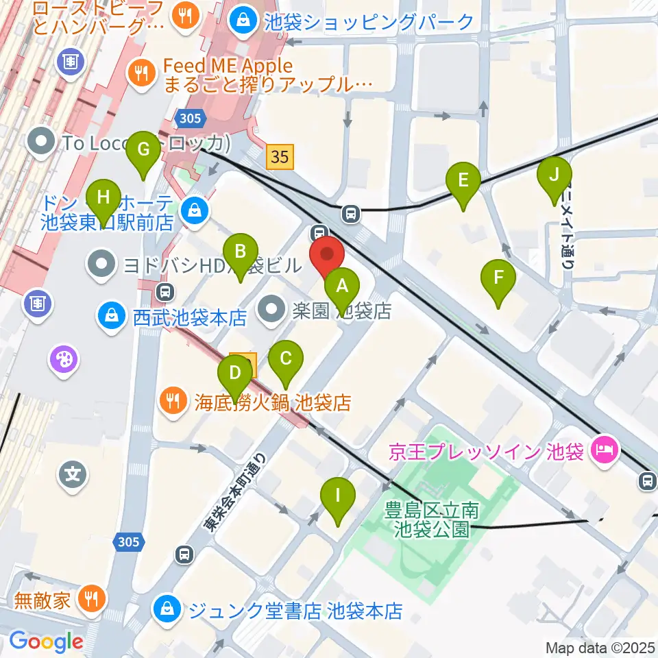 ミュージックスタジオ・フォルテ池袋店周辺のコンビニエンスストア一覧地図