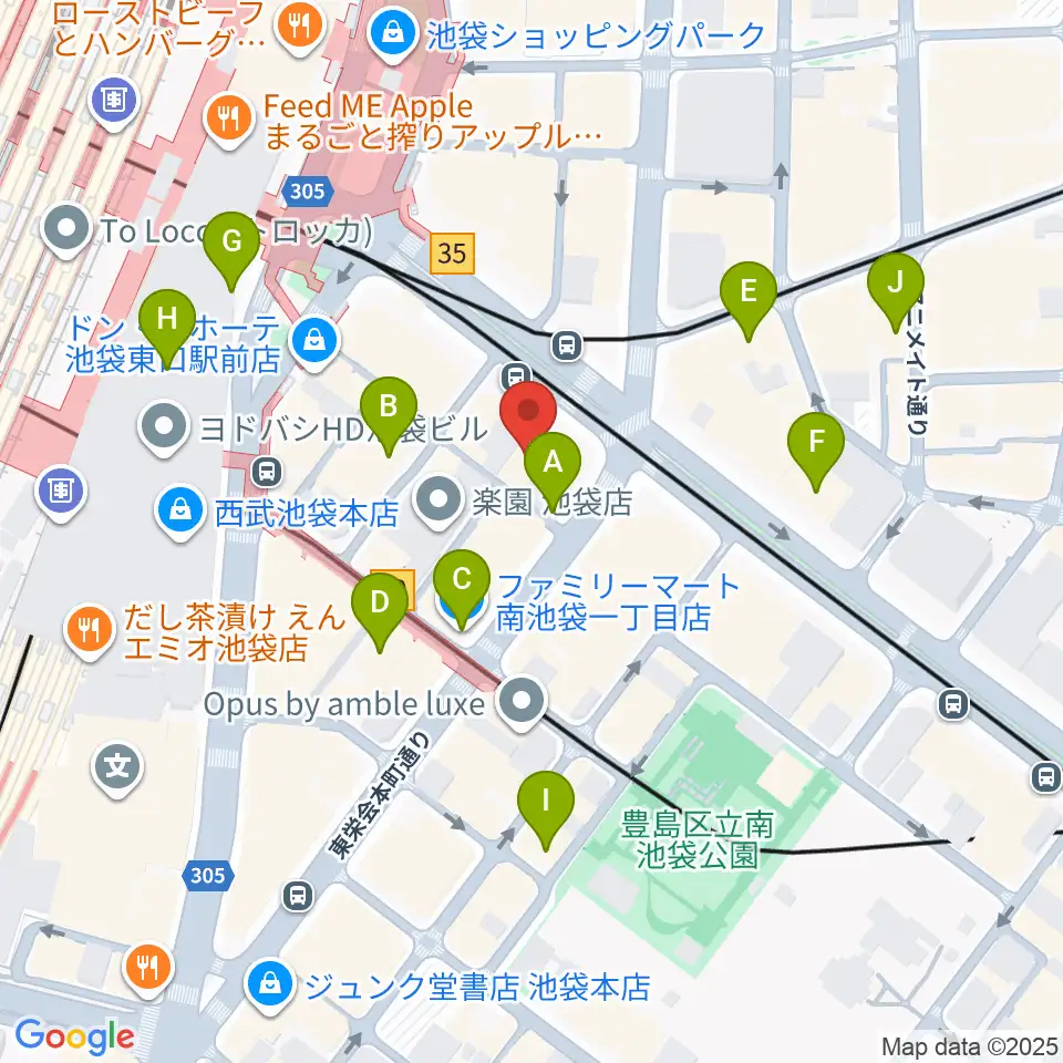 ミュージックスタジオ・フォルテ池袋店周辺のコンビニエンスストア一覧地図