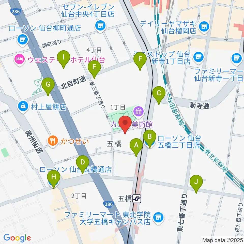 STUDIO B/2 五橋店周辺のコンビニエンスストア一覧地図
