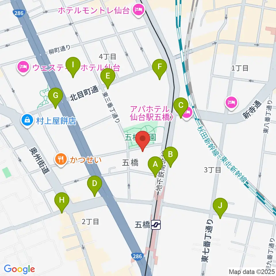 STUDIO B/2 五橋店周辺のコンビニエンスストア一覧地図