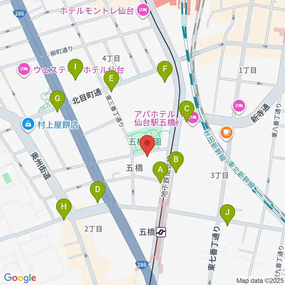 STUDIO B/2 五橋店周辺のコンビニエンスストア一覧地図