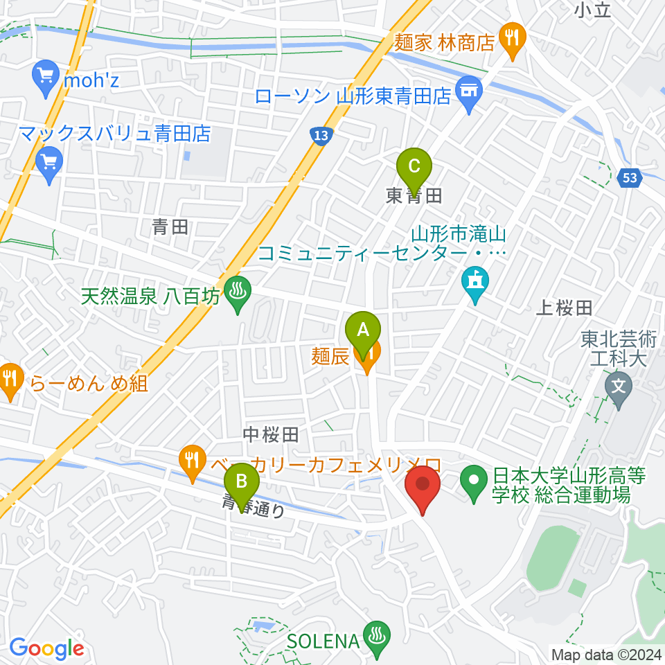 山形サンセットスタジオ周辺のコンビニエンスストア一覧地図