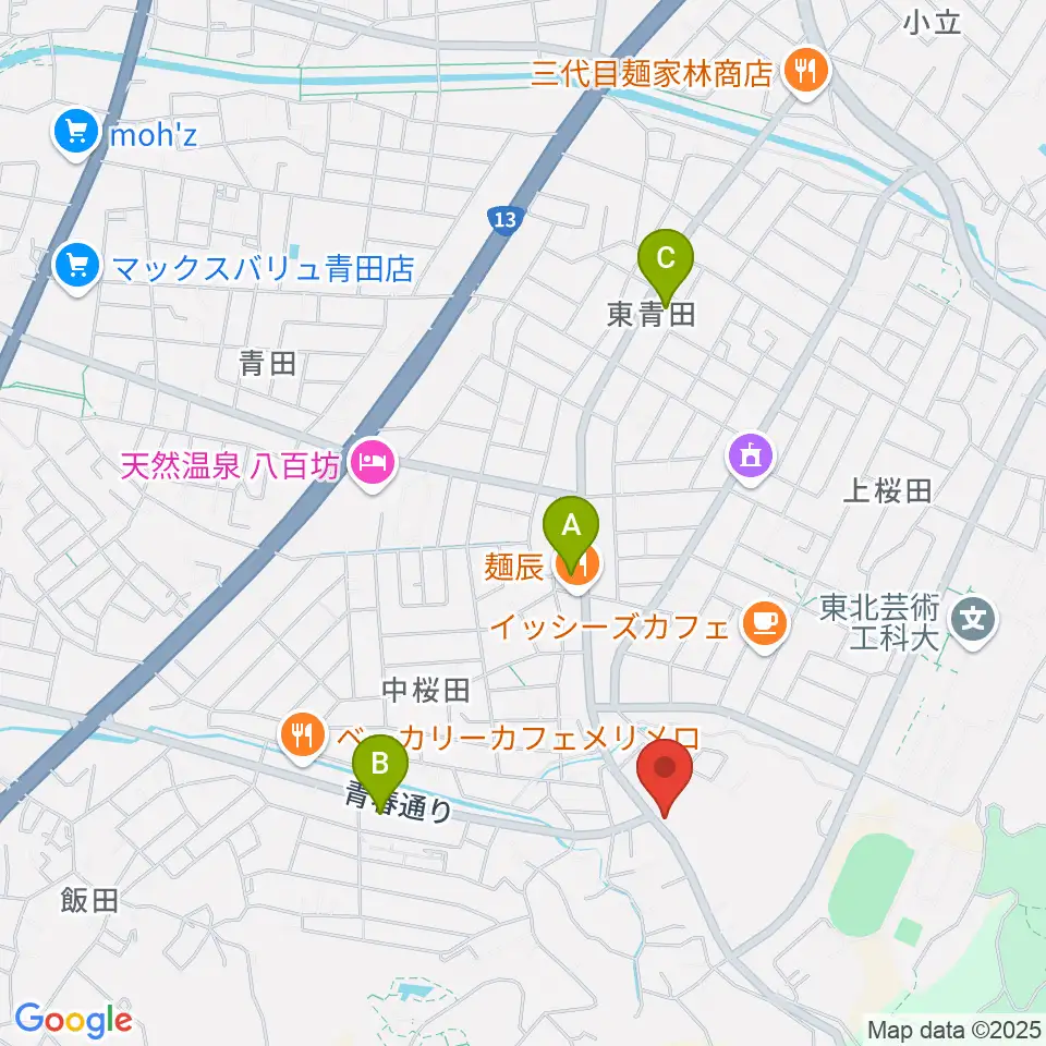 山形サンセットスタジオ周辺のコンビニエンスストア一覧地図