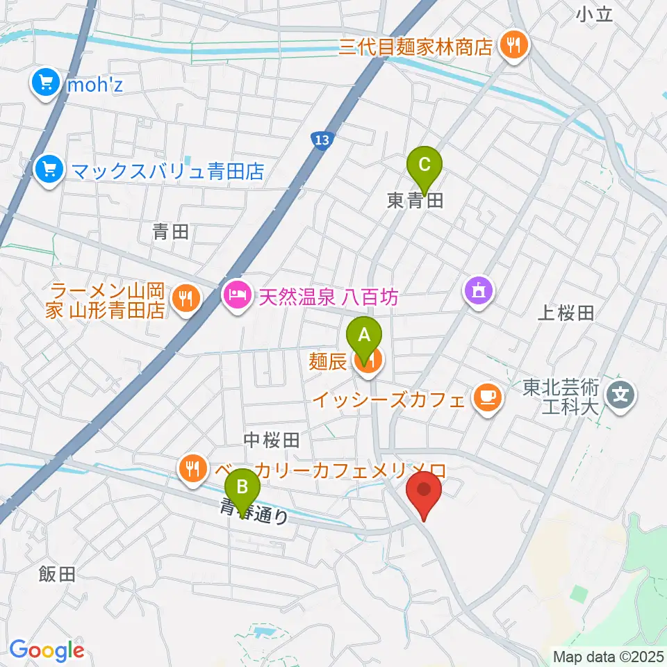 山形サンセットスタジオ周辺のコンビニエンスストア一覧地図