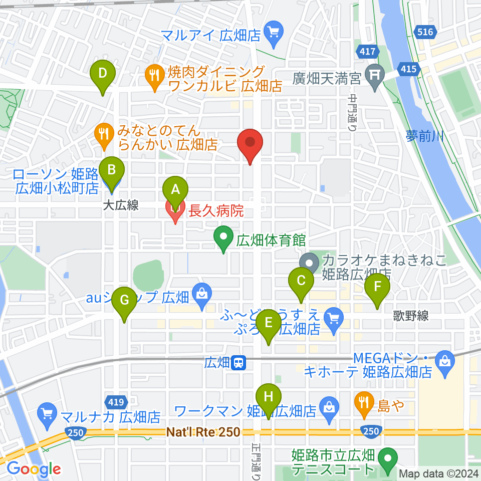 やぎ楽器 広畑店周辺のコンビニエンスストア一覧地図