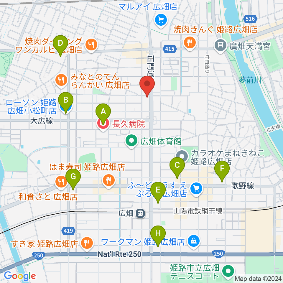 やぎ楽器 広畑店周辺のコンビニエンスストア一覧地図