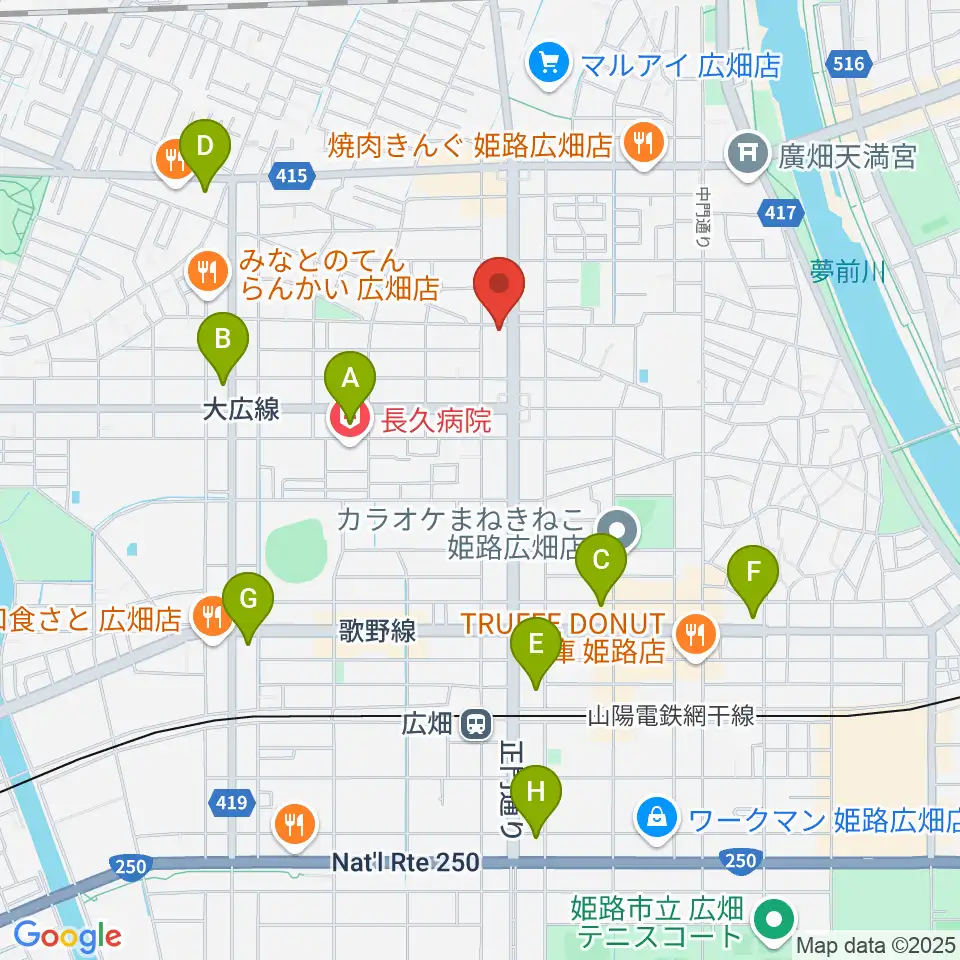 やぎ楽器 広畑店周辺のコンビニエンスストア一覧地図