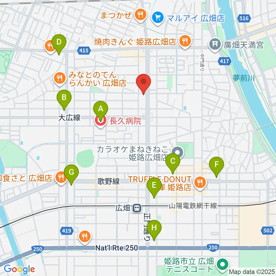 やぎ楽器 広畑店周辺のコンビニエンスストア一覧地図