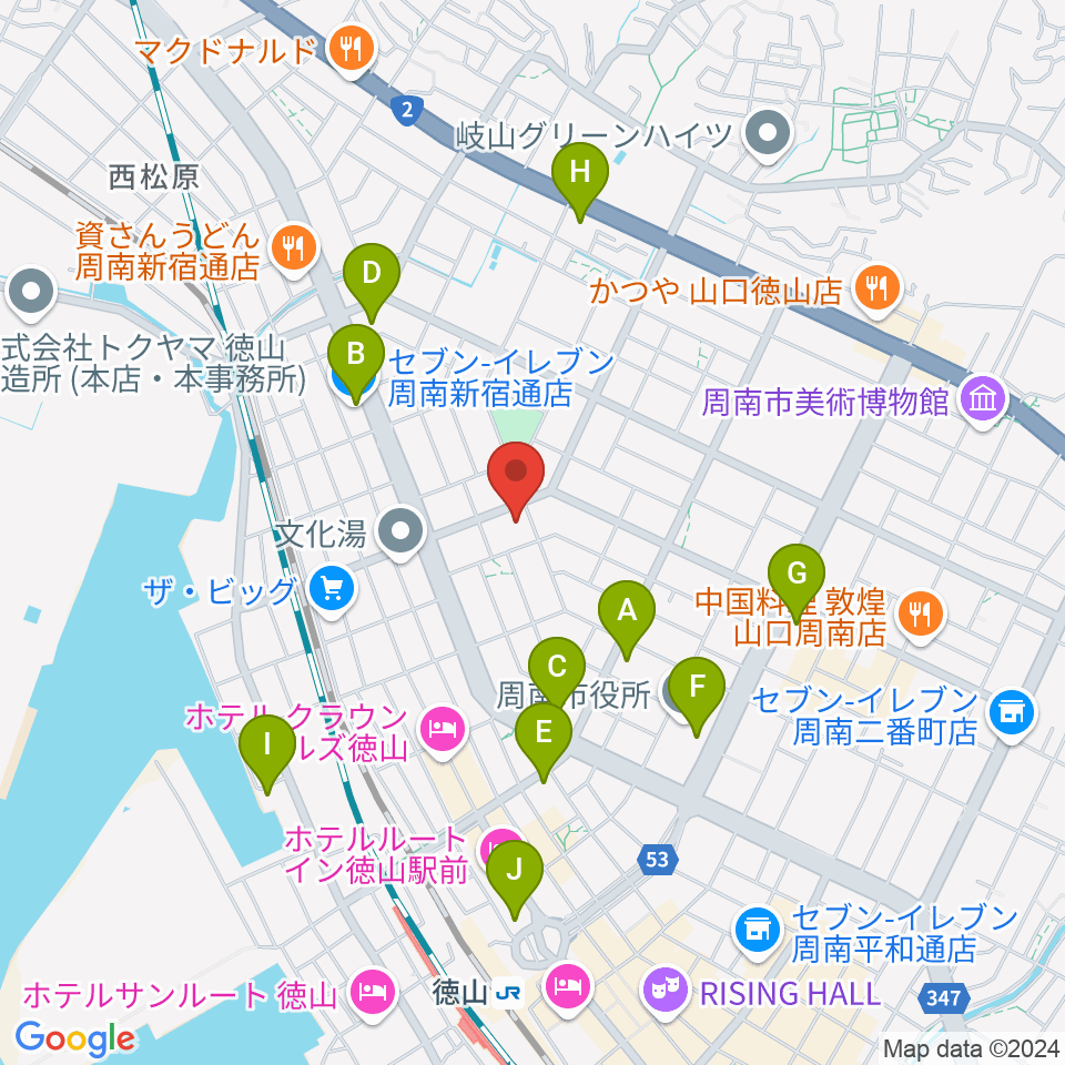 ポップス川上周南ピアノ館周辺のコンビニエンスストア一覧地図