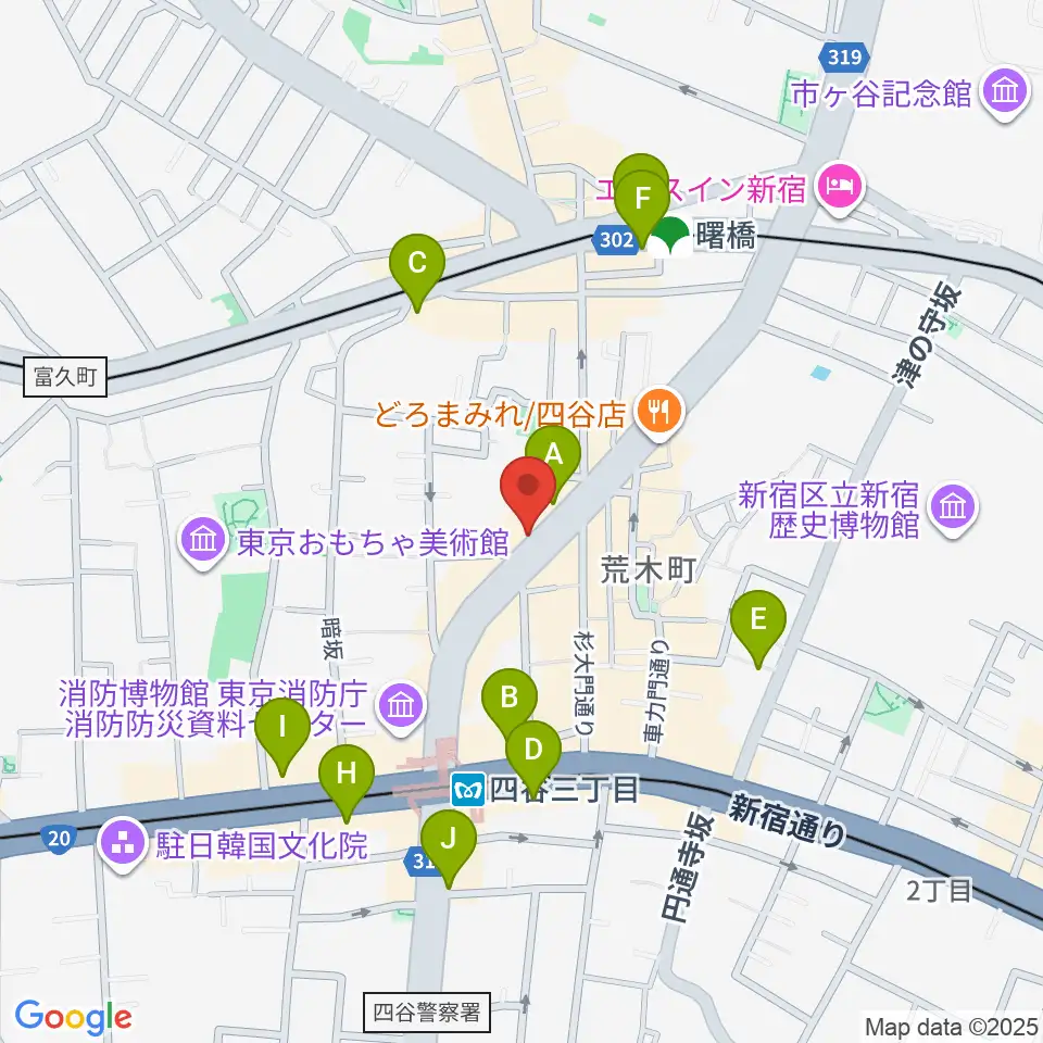 四谷三丁目メビウス周辺のコンビニエンスストア一覧地図