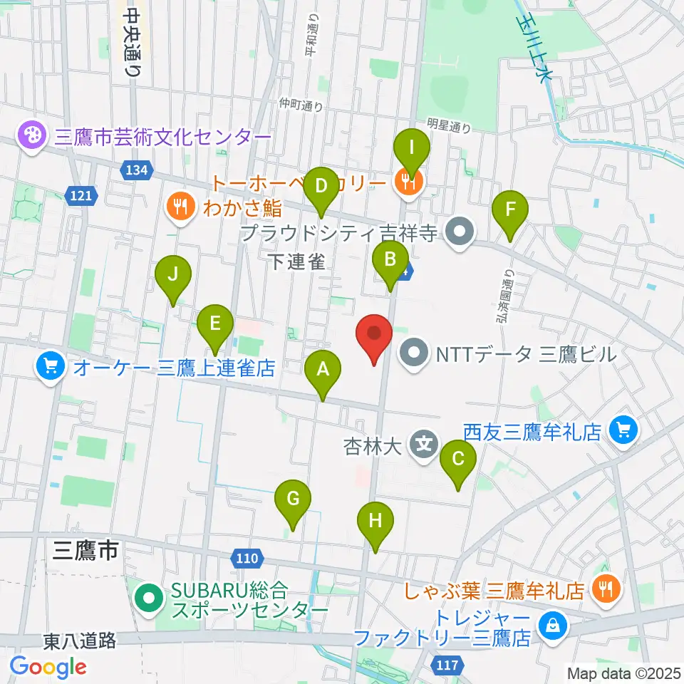 ギタースタジオhacchi周辺のコンビニエンスストア一覧地図