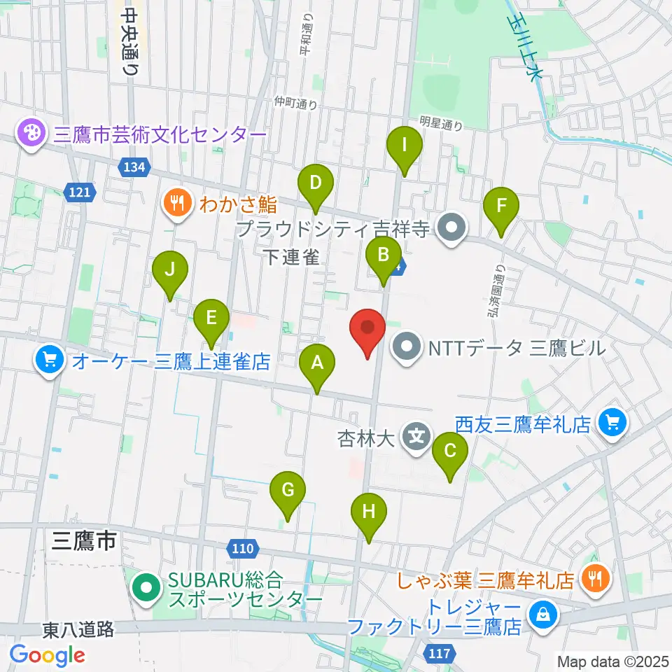ギタースタジオhacchi周辺のコンビニエンスストア一覧地図