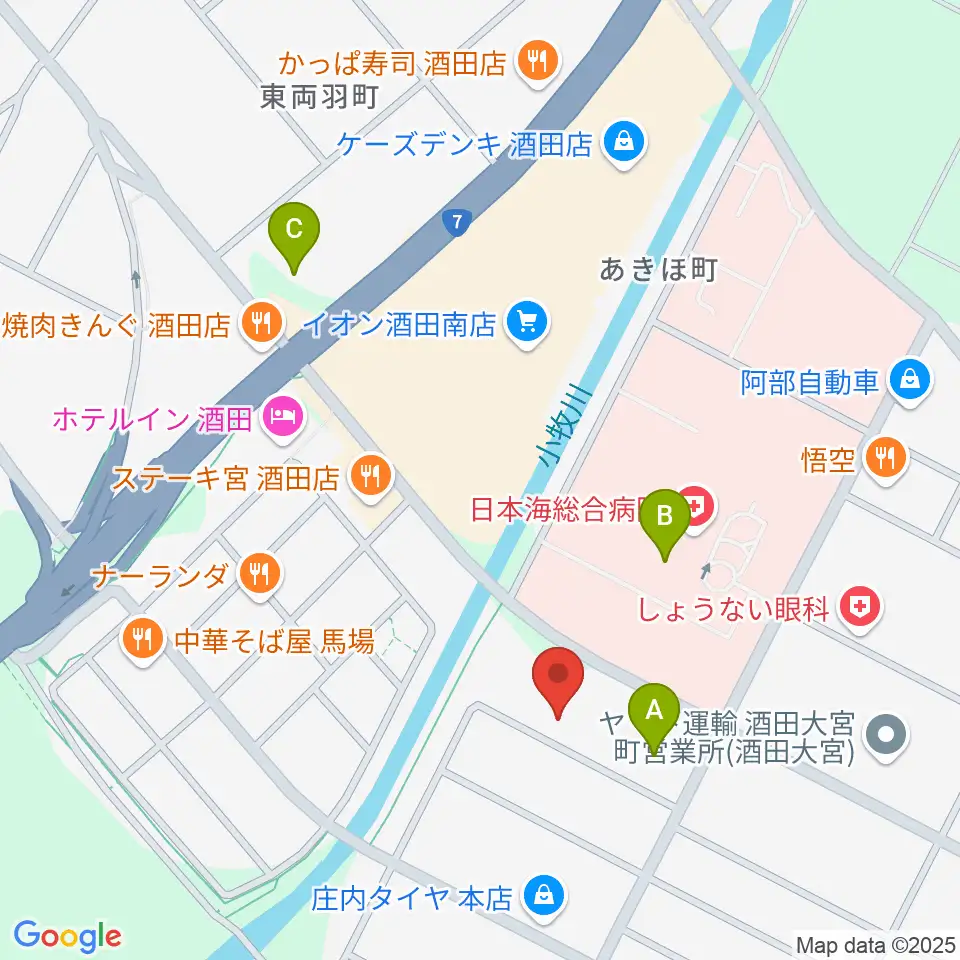 酒田MUSIC FACTORY スタジオ周辺のコンビニエンスストア一覧地図