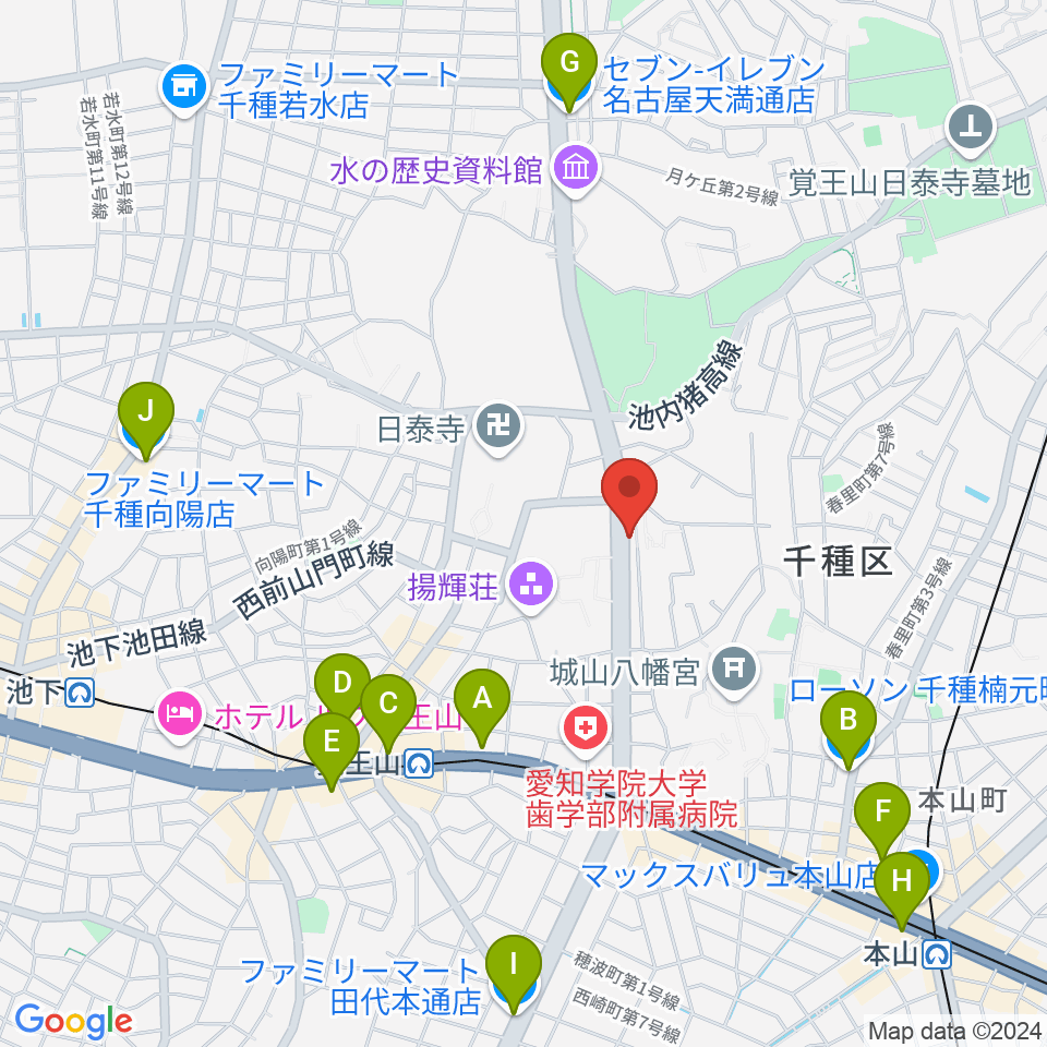 music studio blue周辺のコンビニエンスストア一覧地図