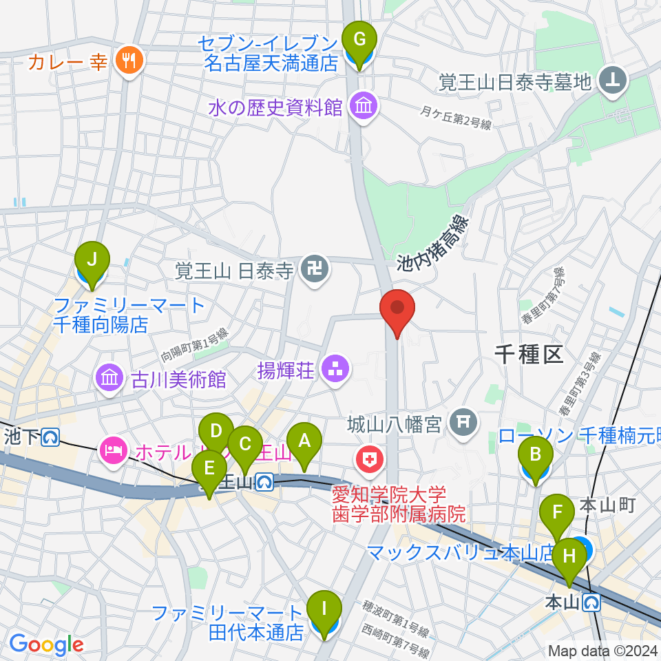 music studio blue周辺のコンビニエンスストア一覧地図