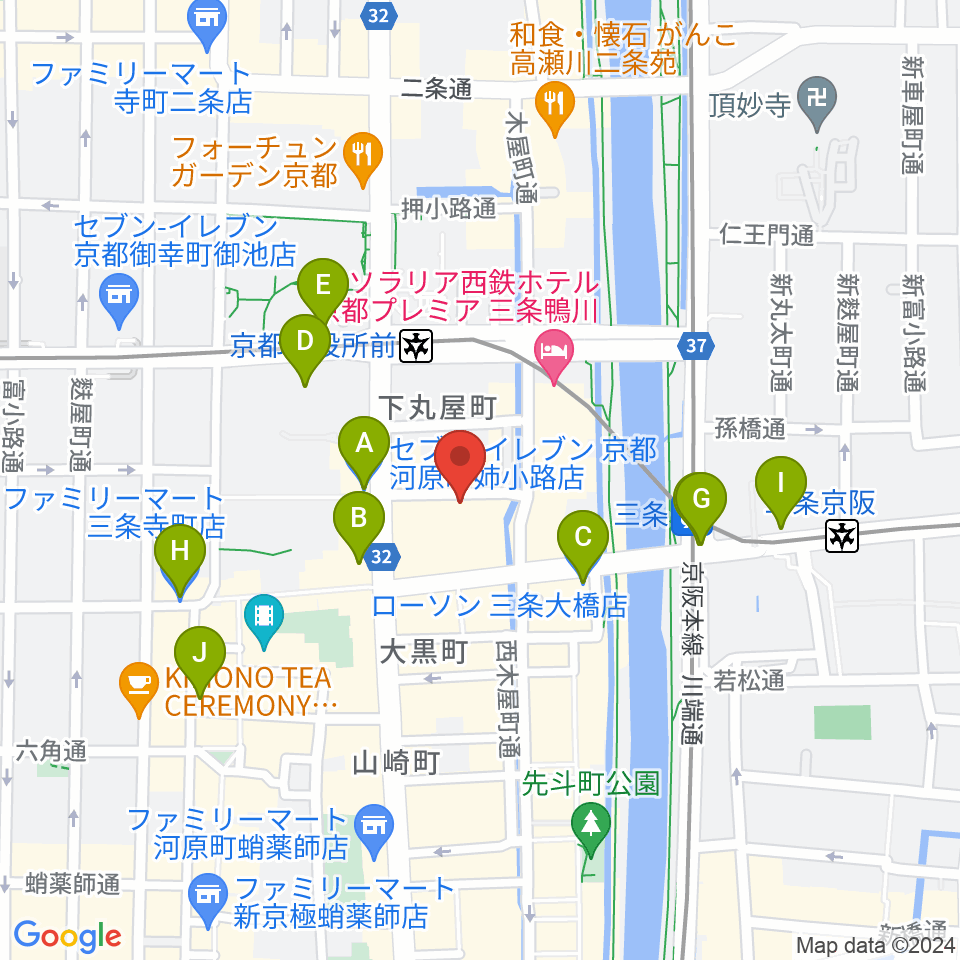 スタジオラグ河原町店周辺のコンビニエンスストア一覧地図