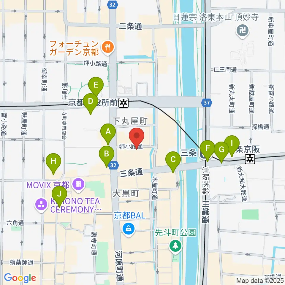 スタジオラグ河原町店周辺のコンビニエンスストア一覧地図
