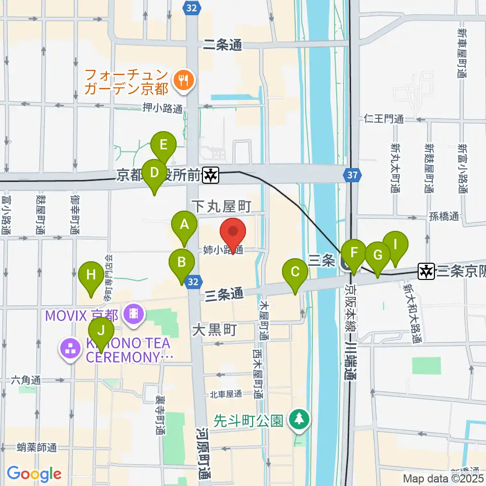 スタジオラグ河原町店周辺のコンビニエンスストア一覧地図