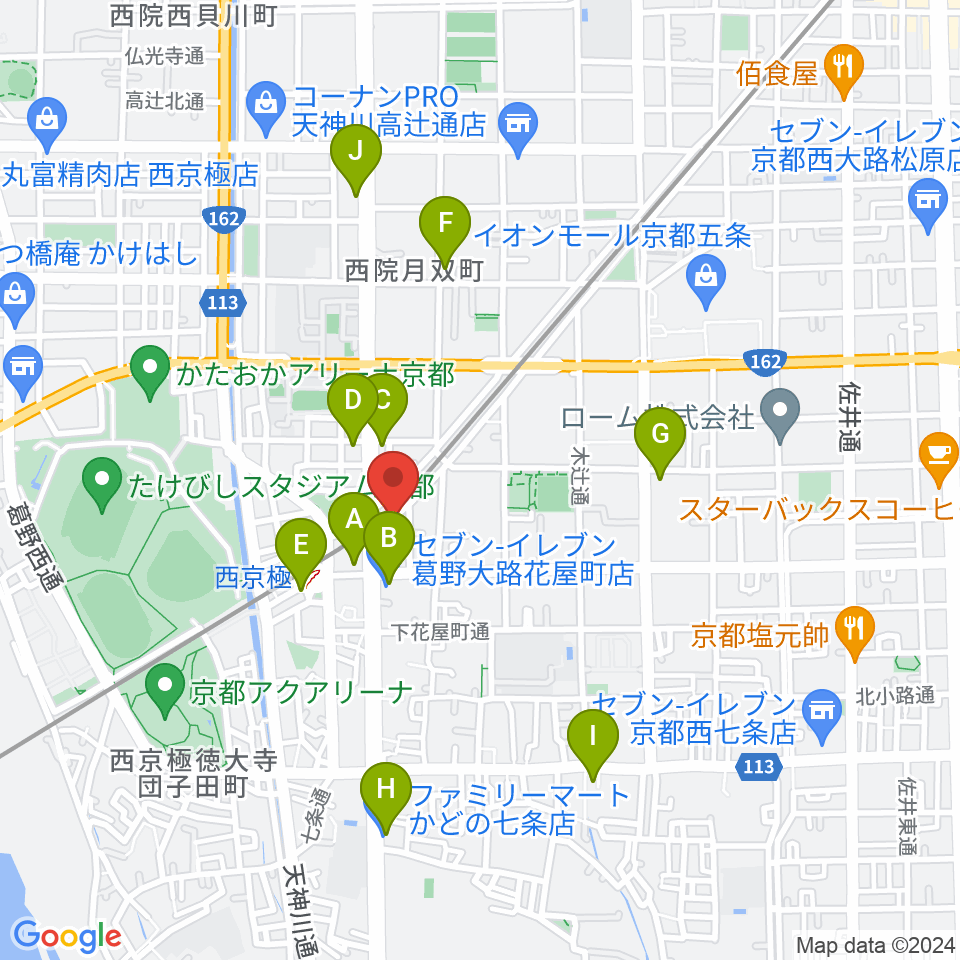 西京極STUDIO IZ周辺のコンビニエンスストア一覧地図