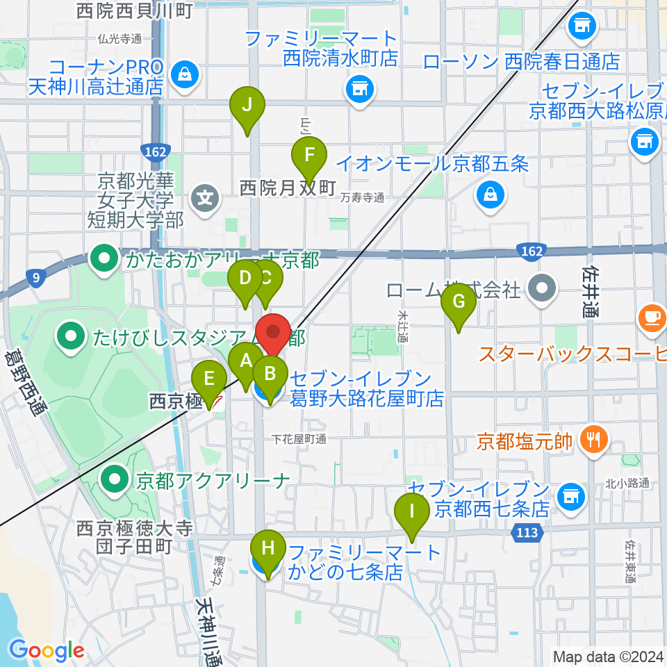 西京極STUDIO IZ周辺のコンビニエンスストア一覧地図