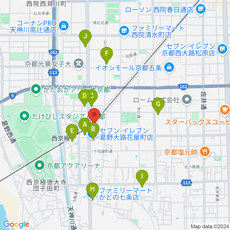 西京極STUDIO IZ周辺のコンビニエンスストア一覧地図