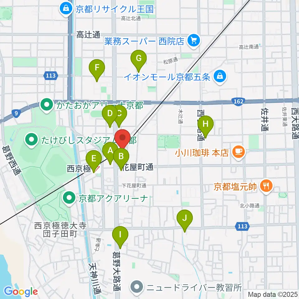 西京極STUDIO IZ周辺のコンビニエンスストア一覧地図