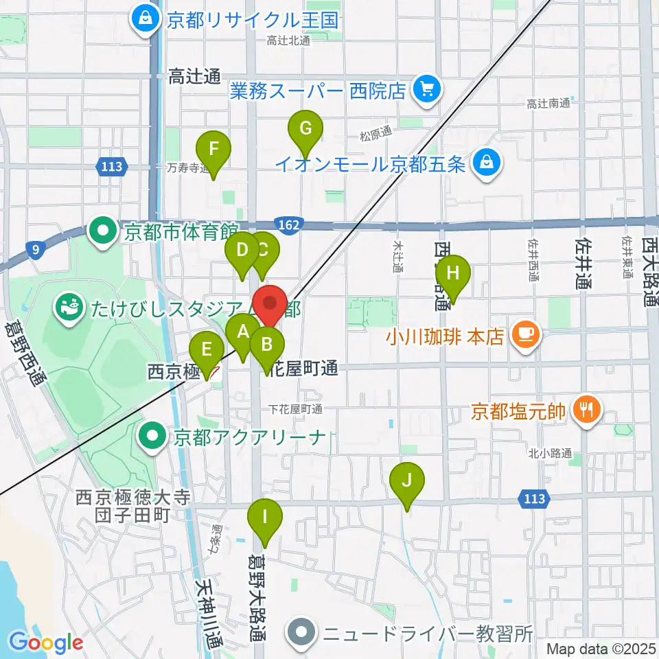 西京極STUDIO IZ周辺のコンビニエンスストア一覧地図