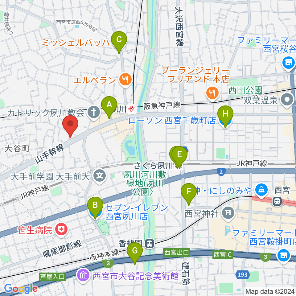 スタジオヌーブ周辺のコンビニエンスストア一覧地図