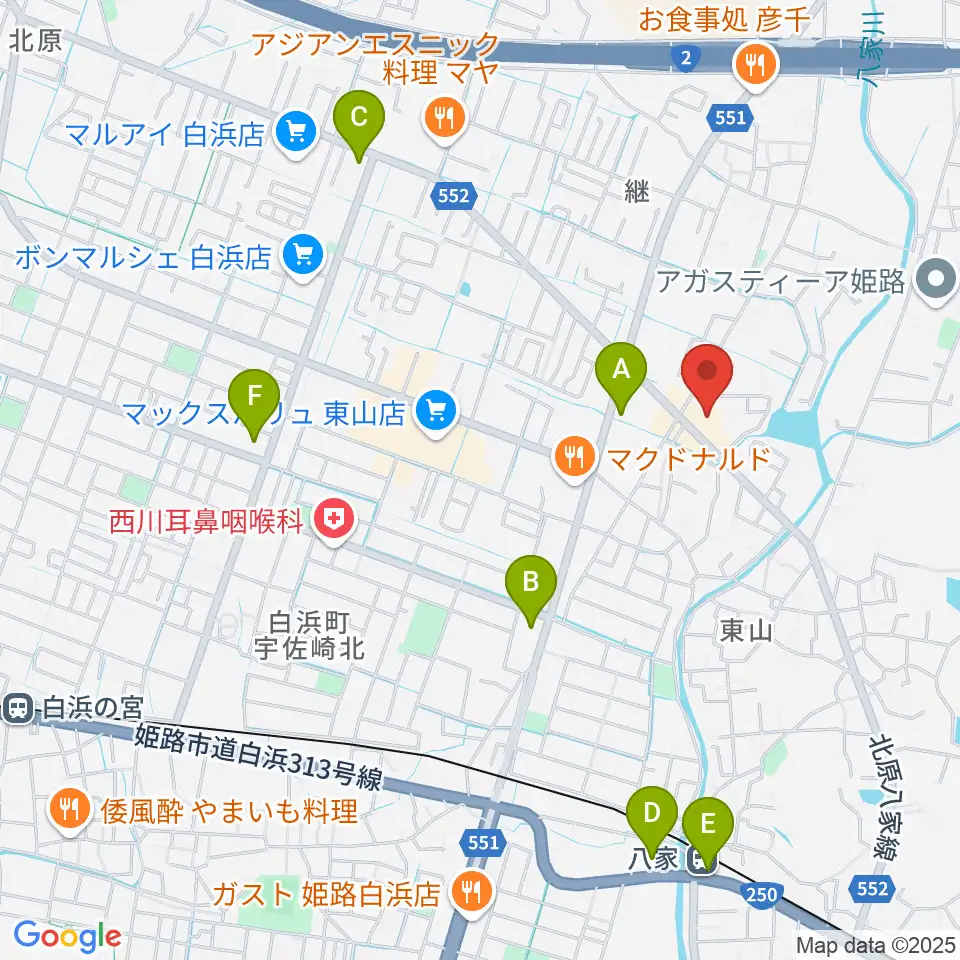 ベータミュージック姫路東店周辺のコンビニエンスストア一覧地図