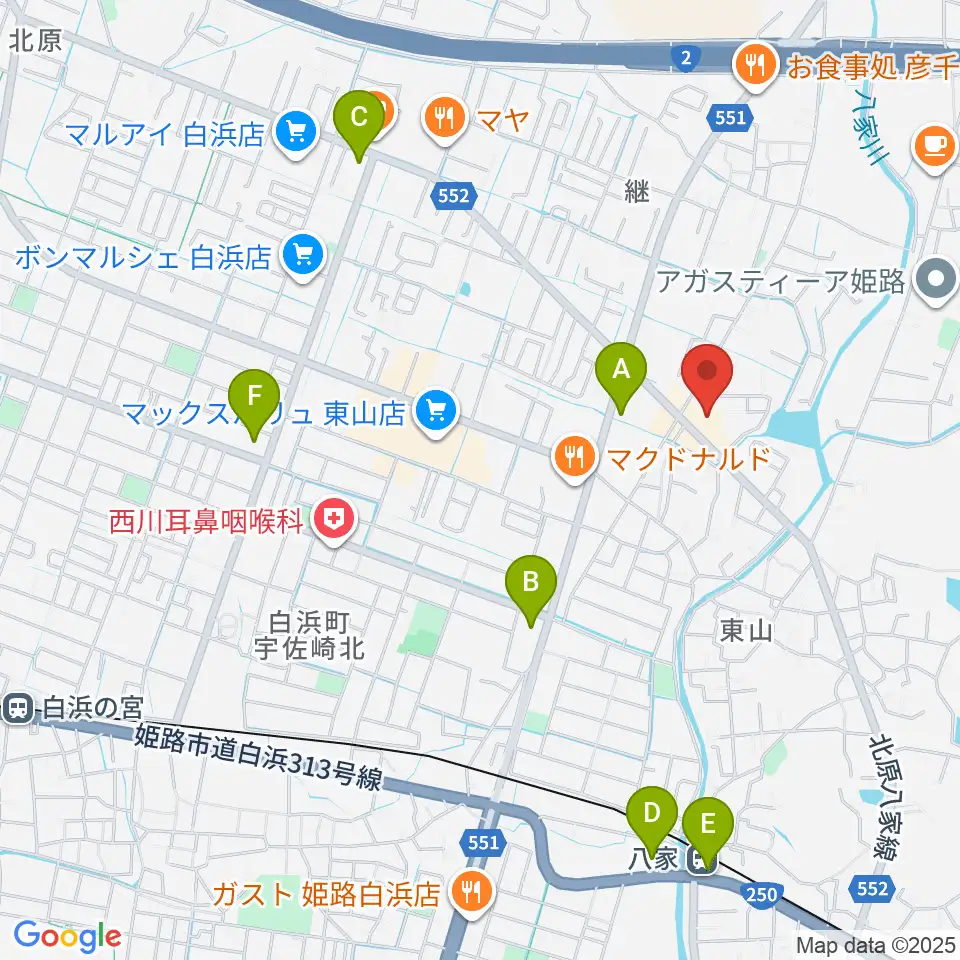ベータミュージック姫路東店周辺のコンビニエンスストア一覧地図