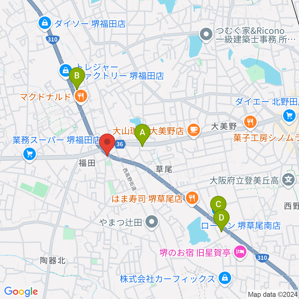 フクダスタジオ周辺のコンビニエンスストア一覧地図