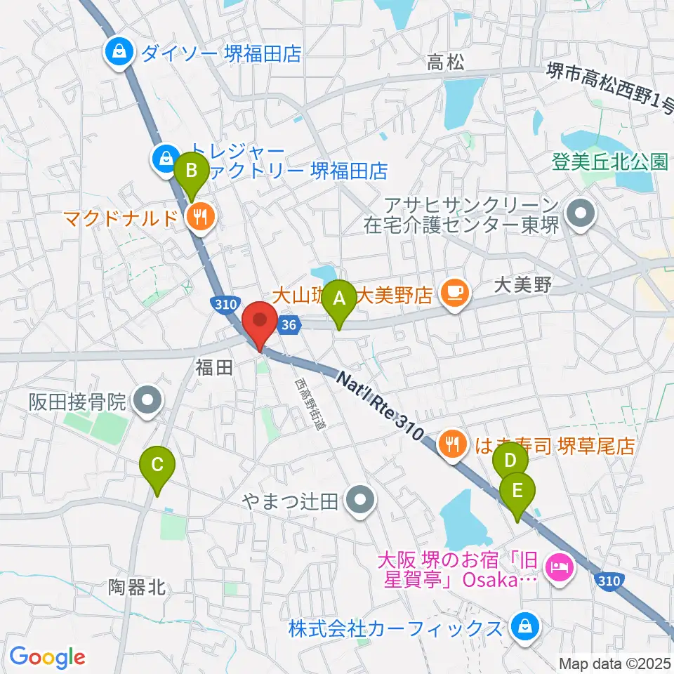 フクダスタジオ周辺のコンビニエンスストア一覧地図