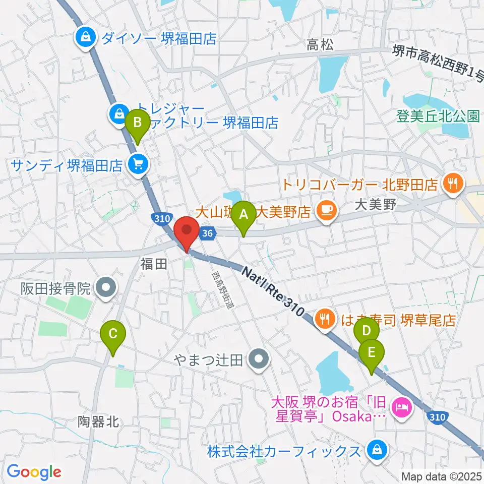 フクダスタジオ周辺のコンビニエンスストア一覧地図
