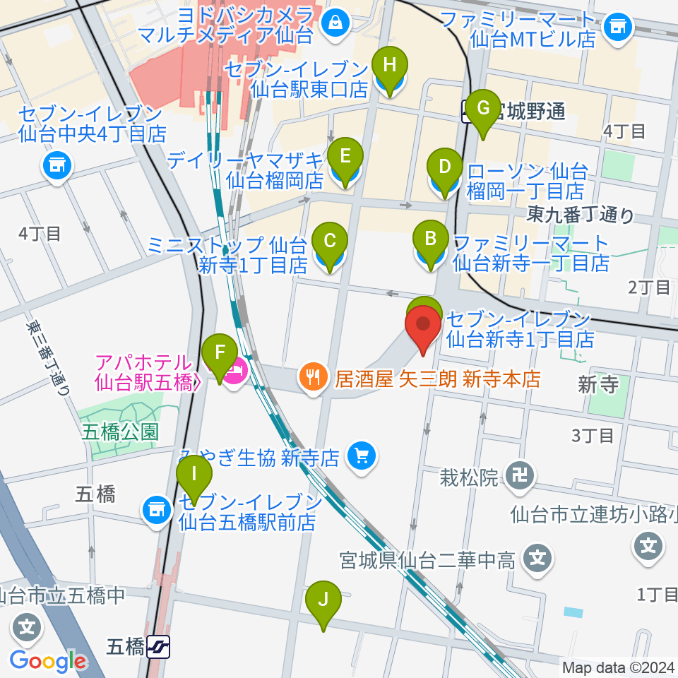 ミュージックランド音楽教室周辺のコンビニエンスストア一覧地図