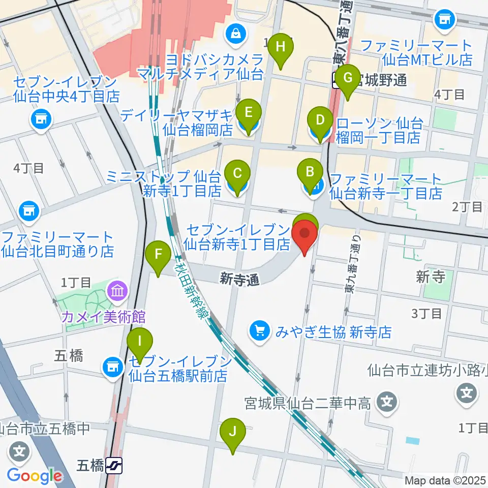 ミュージックランド音楽教室周辺のコンビニエンスストア一覧地図