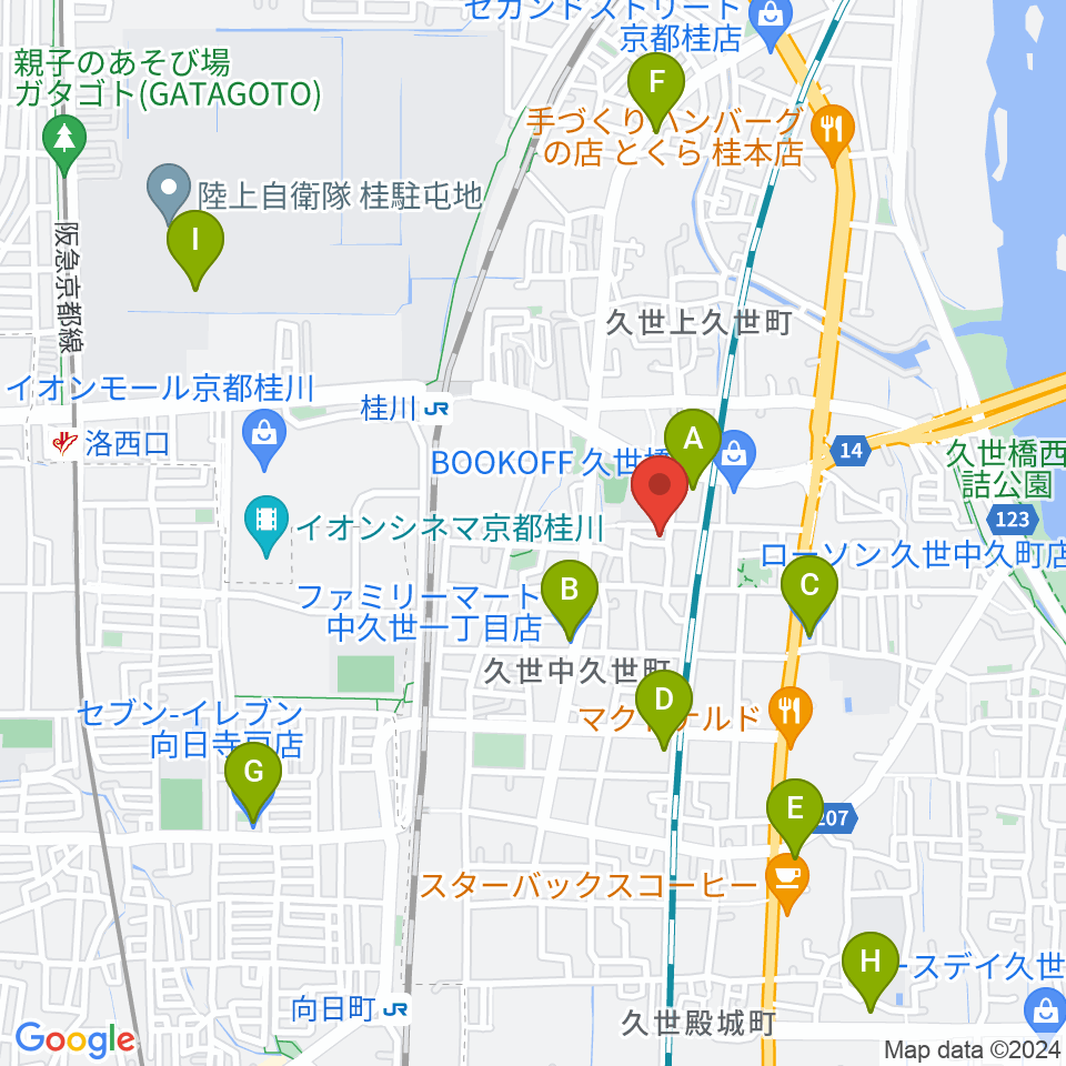 桂川スタジオワールド周辺のコンビニエンスストア一覧地図