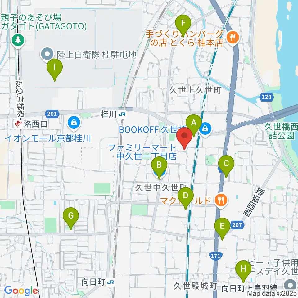 桂川スタジオワールド周辺のコンビニエンスストア一覧地図