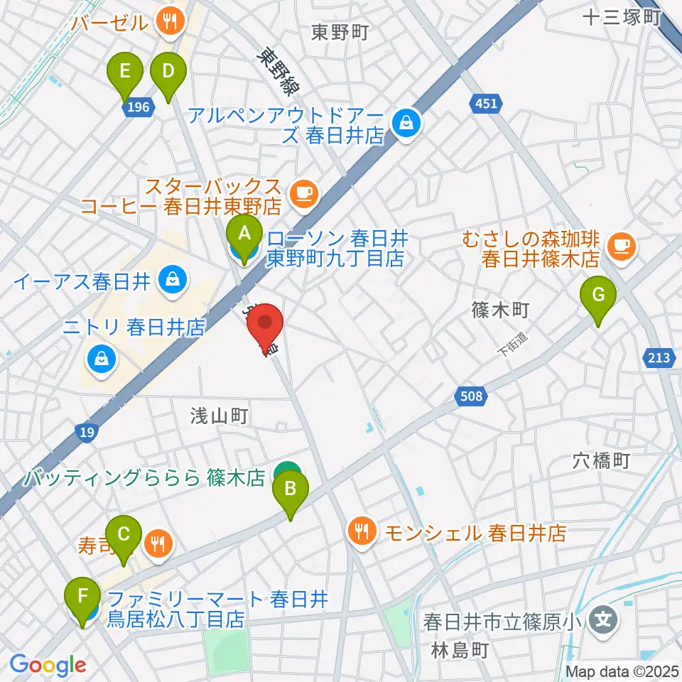 BLスタジオ 春日井店周辺のコンビニエンスストア一覧地図