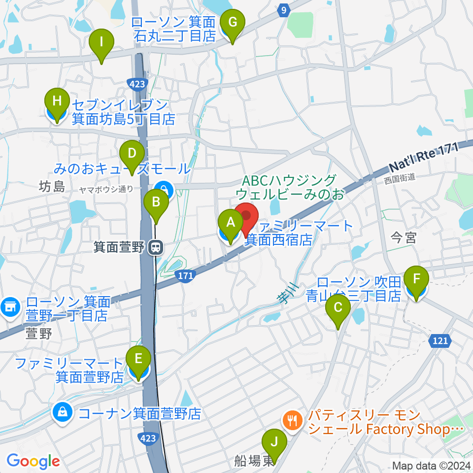 ファゴットリード工房えんとつ周辺のコンビニエンスストア一覧地図