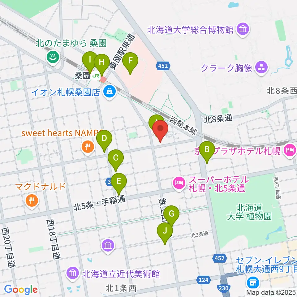 メリフラウズサウンド桑園教室周辺のコンビニエンスストア一覧地図