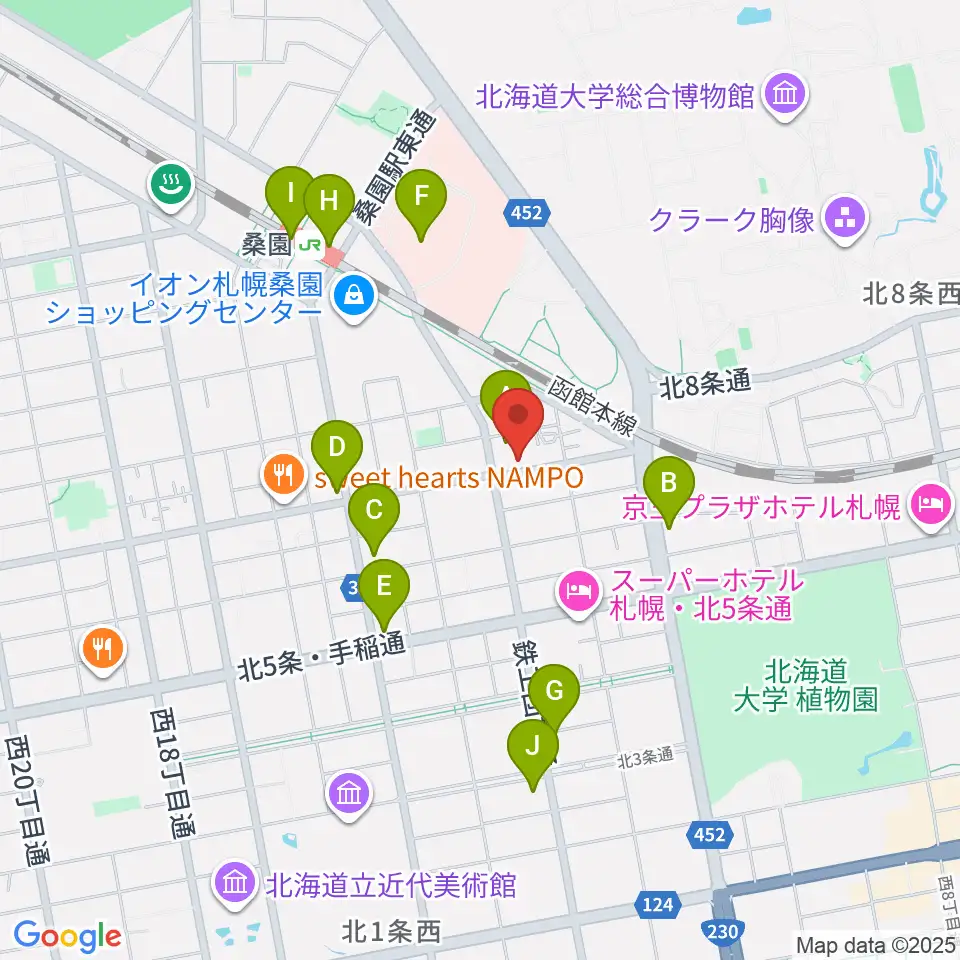 メリフラウズサウンド桑園教室周辺のコンビニエンスストア一覧地図