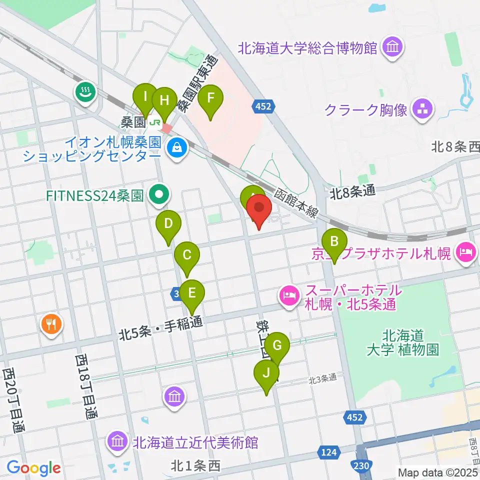 メリフラウズサウンド桑園教室周辺のコンビニエンスストア一覧地図